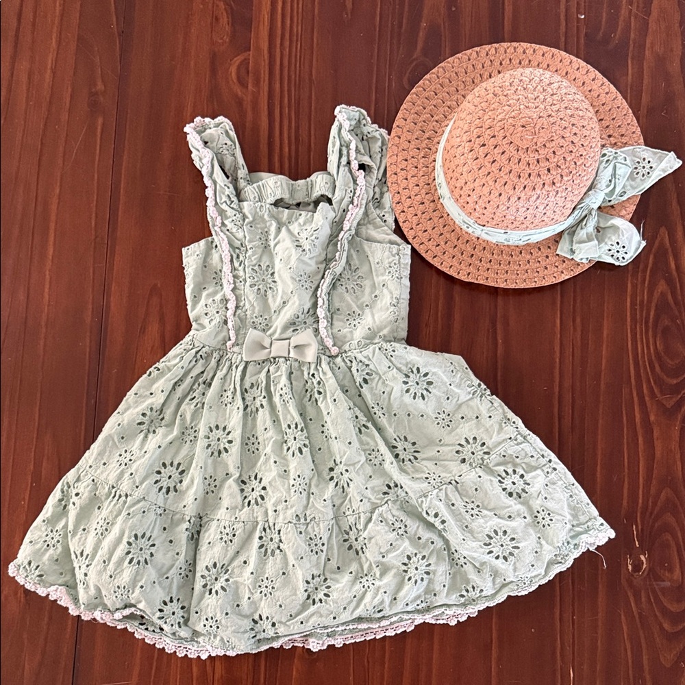 Blueberi Boulevard Green Eyelet Dress